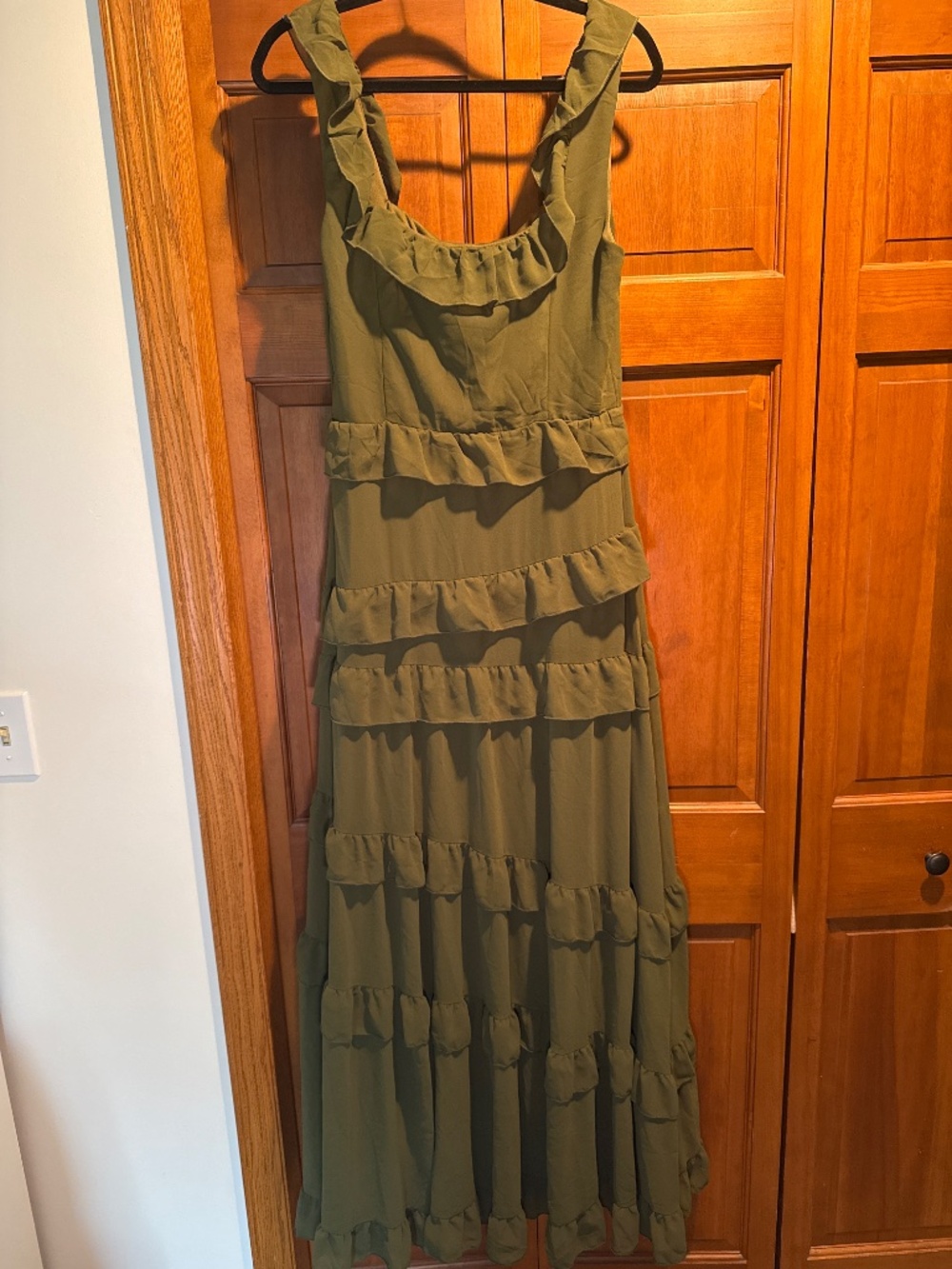 Lulus Olive Green Tiered Ruffle Maxi Dress - Picture 2 of 4